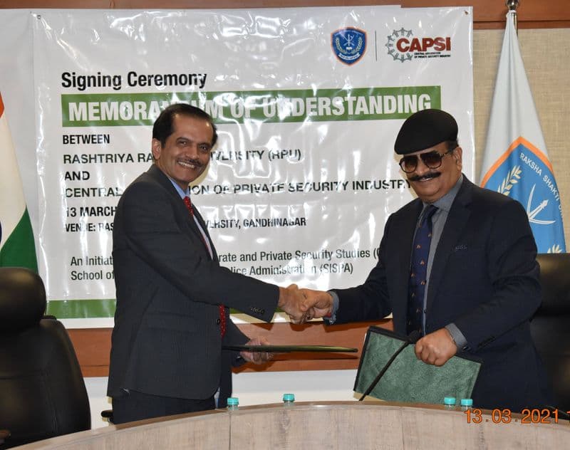 Signing of the Memorandum of Understanding between Rashtriya Raksha University and CAPSI, Gandhinagar, 13 March 2021