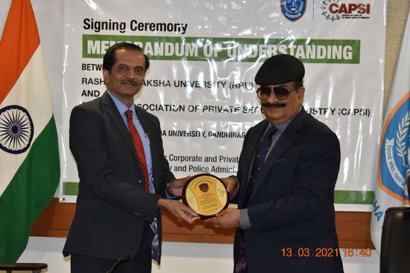 Signing of the Memorandum of Understanding between Rashtriya Raksha University and CAPSI, Gandhinagar, 13 March 2021