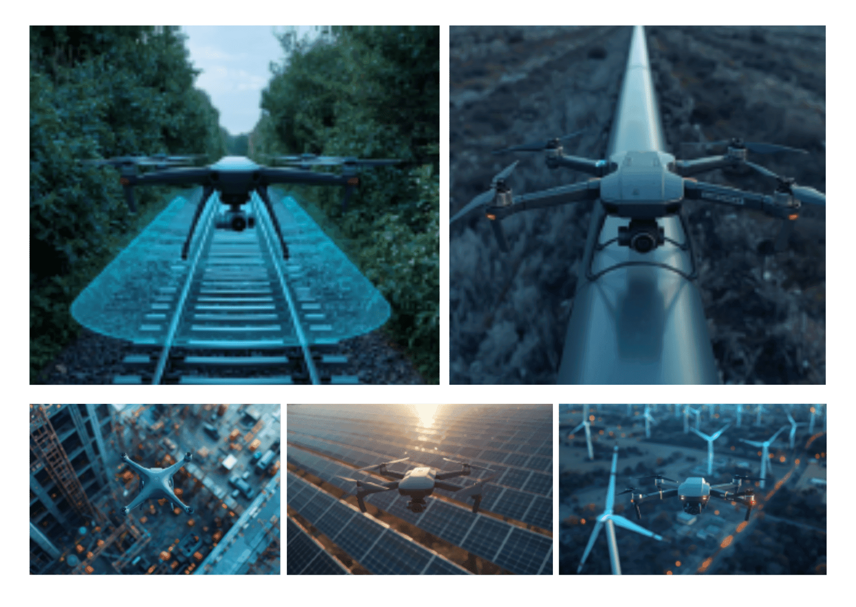 CISS drone operations — inspection flights over rail, pipeline, urban, solar and wind-farm sites